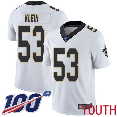 New Orleans Saints Limited White Youth A J  Klein Road Jersey NFL Football #53 100th Season Vapor Untouchable Jersey->new orleans saints->NFL Jersey
